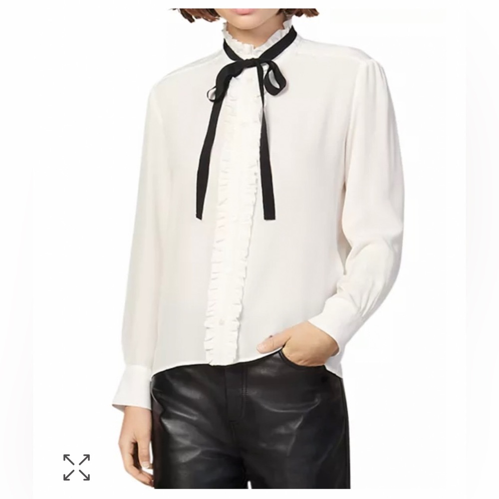 Sandro Hanni Tie Neck silk blouse